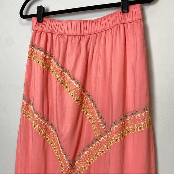 Loft Embroidered Tiered Midi Skirt in Paradise Peach - Picture 5 of 9